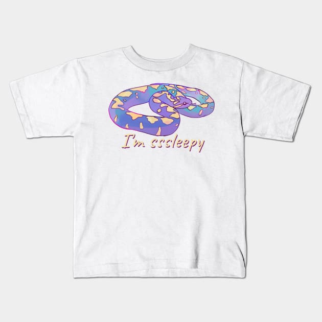 Cute watercolor snake I'm sleepy Kids T-Shirt by Mayarart